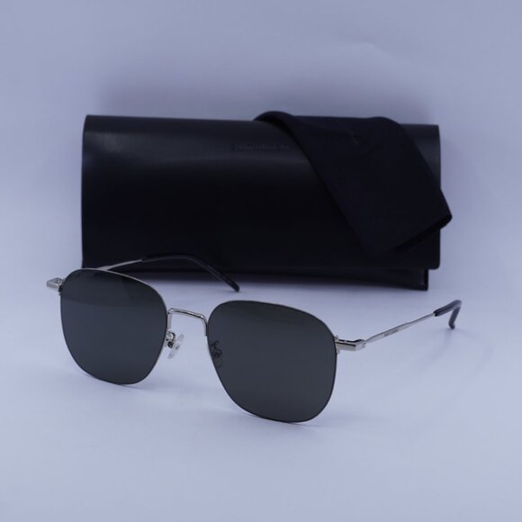 Saint Laurent SL388/K WIRE 001 Square Sunglasses - Silver/Grey - Picture 8 of 11